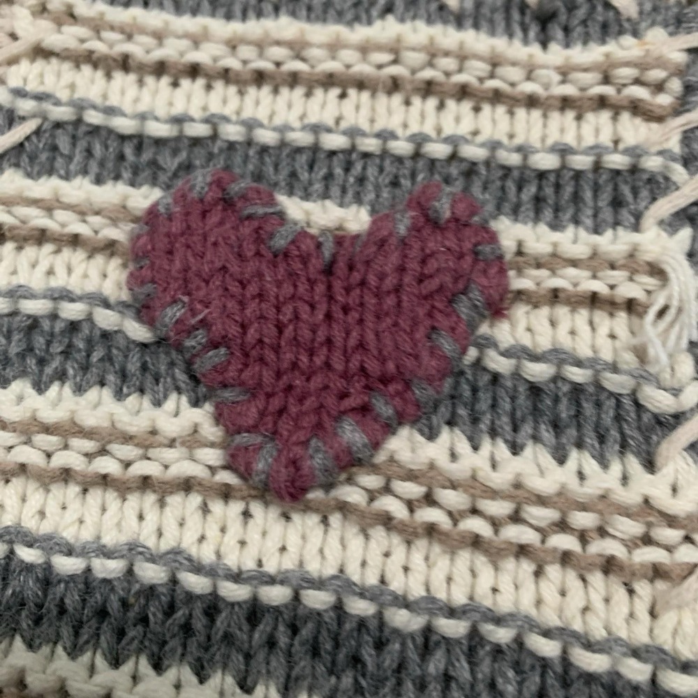 Vintage Baxter Wells Sweater 3D Embroidered Heart Flower Cottagecore Petite M - Picture 6 of 14